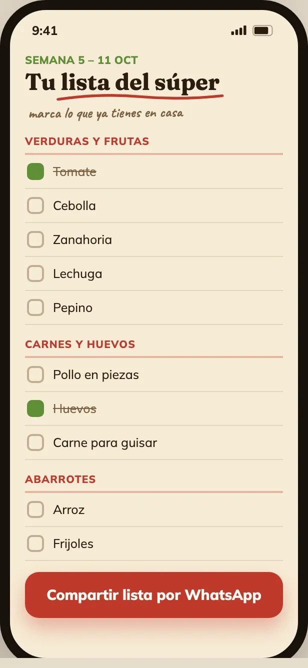 La lista del súper, para compartir por WhatsApp
